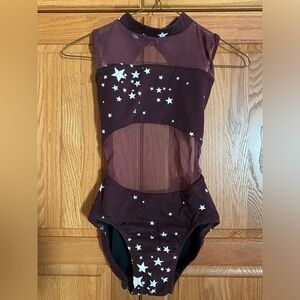 Chelsea B Leotard Maroon w/ White Stars Girls Large